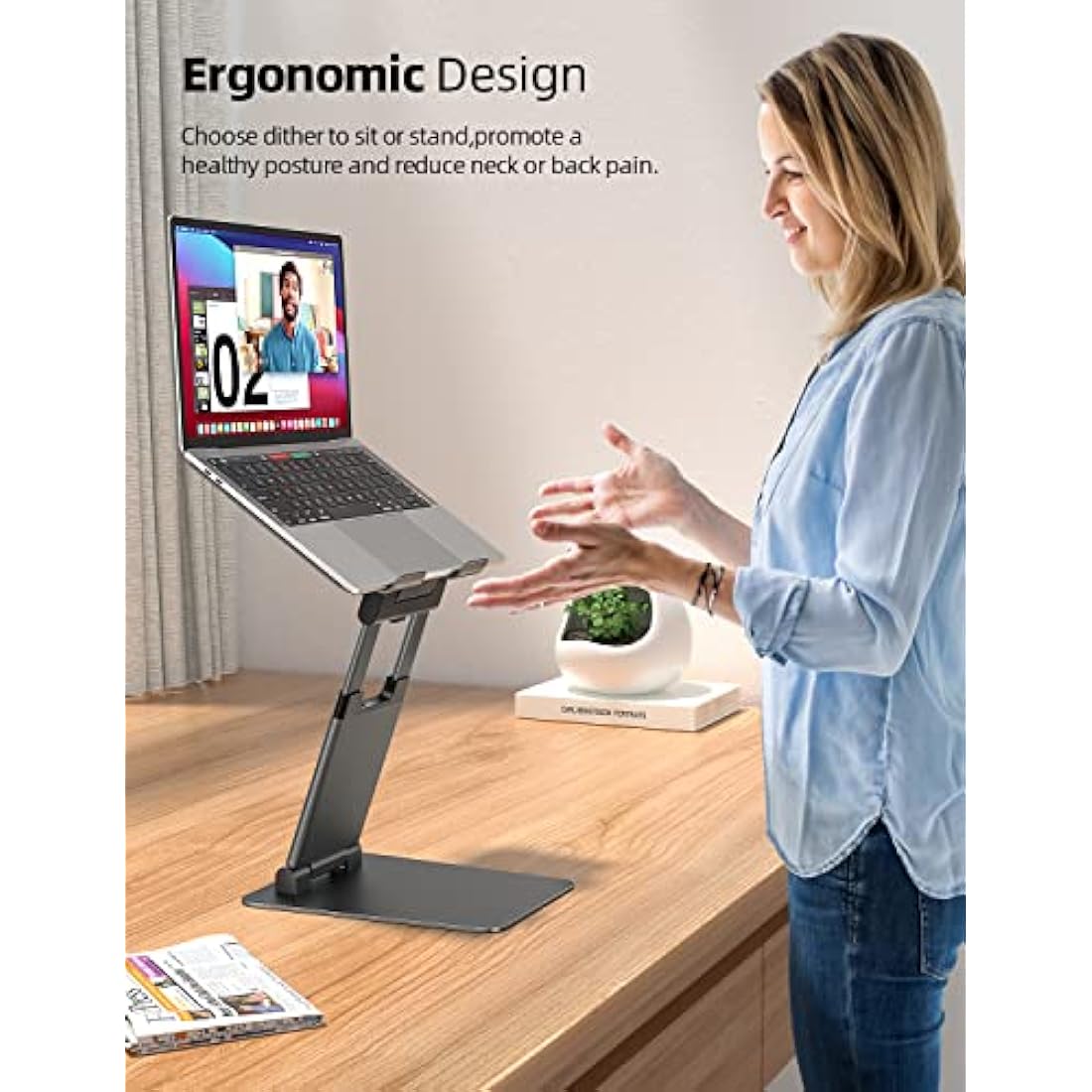 Nulaxy Laptop Stand for Desk, Adjustable Laptop Riser Ergonomic Laptop Holder Adjustable Height from 1.2" to 20", Supports up to 22lbs, Compatible with MacBook, All Laptops Tablets 10-17"(Space Grey)