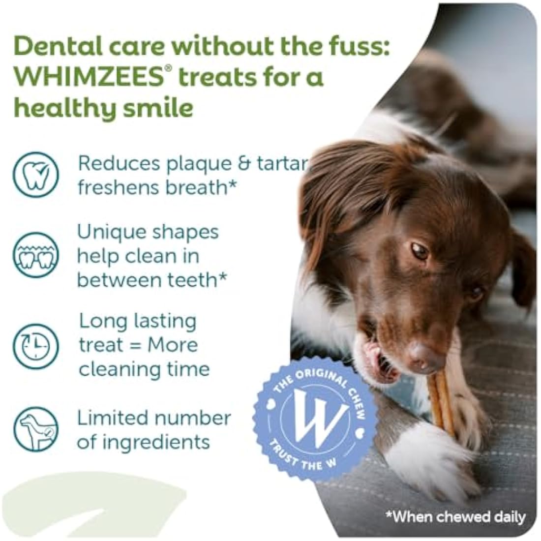 WHIMZEES By Wellness Stix, Dog Dental Sticks, 14 Pieces, Size M, Dog Chews for Medium Breeds, Natural, Grain-Free, Rawhide-Free, Vegetarian, No Added Sugar