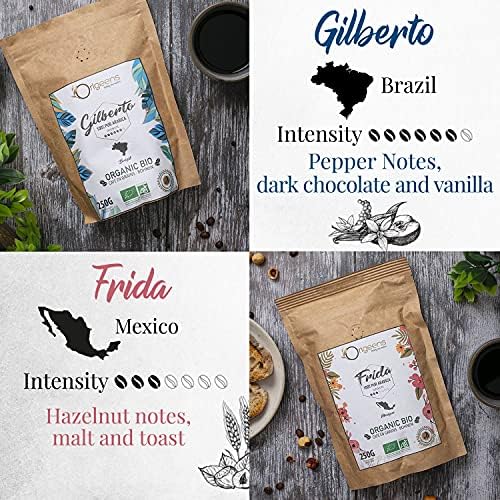 Organic Coffee beans | Arabica Whole Beans 4x250g | Hand-roasted | Coffee Gift Idea