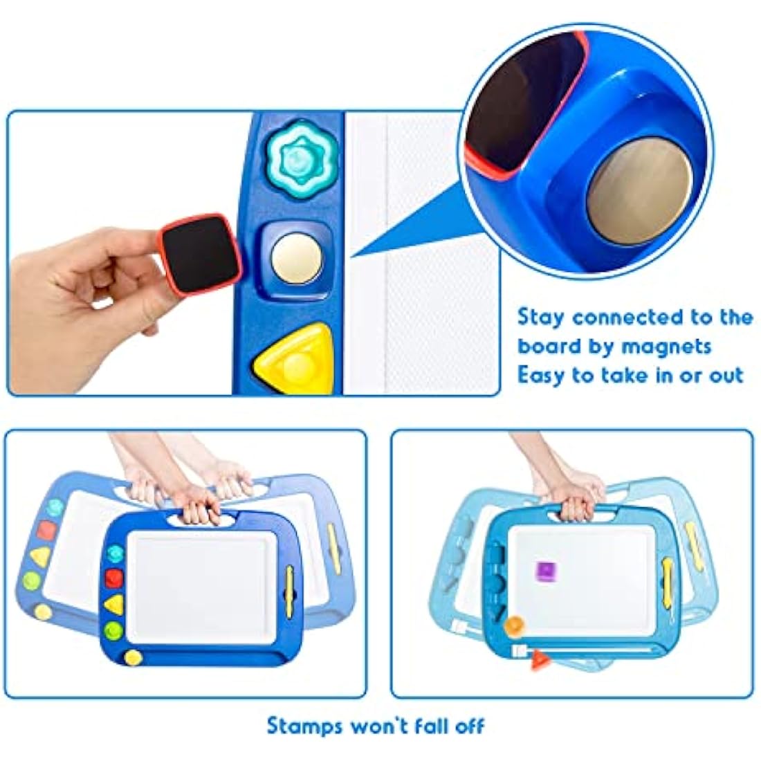 SGILE Large Magnetic Drawing Board - Erasable Scribble Board Colorful Magna Doodles Writing Pad Learning toys for Kids Children Toddlers, 41.5×32.5 cm, Blue