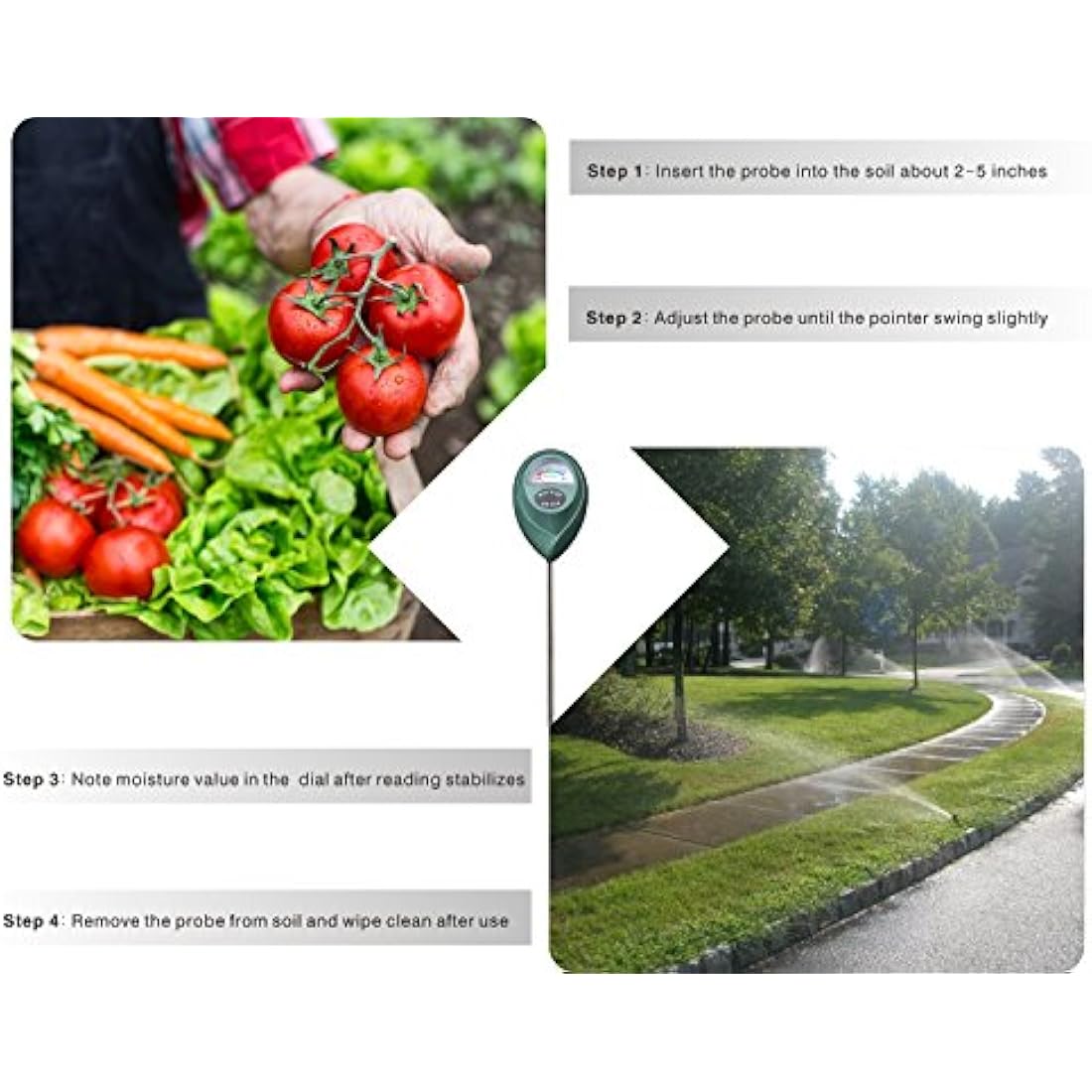 XLUX Soil Moisture Meter, Plant Water Monitor, Hygrometer Sensor for Gardening, Farming, indoor and outdoor plants, No Batteries Required