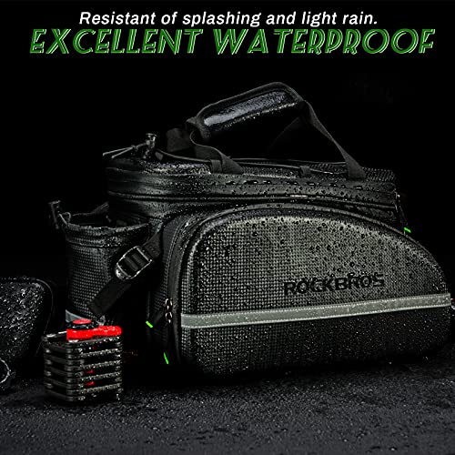 ROCKBROS Bike Pannier Bag Waterproof Bike Trunk Bicycle Carrier Rear Rack Bag Portable Seat Pannier Carbon Texture Large Storage Pouch Capacity 17-35L