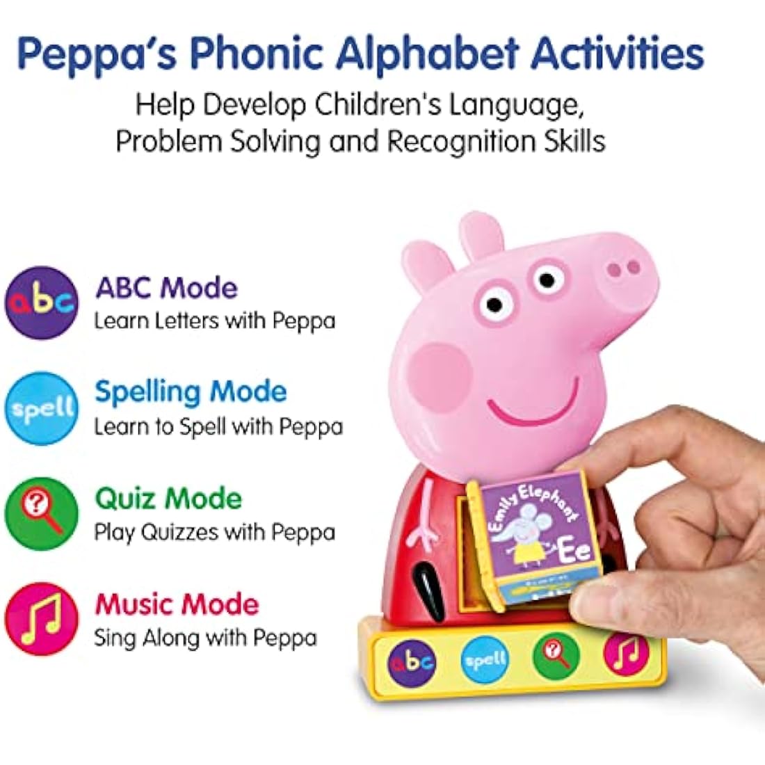 Peppa Pig - PP12 Peppa's Phonic Alphabet Toy For Kids - Interactive Learning & Child Development, Phonics, Alphabet, Spelling, Vocabulary and Recognition - Features 4 Fun Activities , 3+ Years