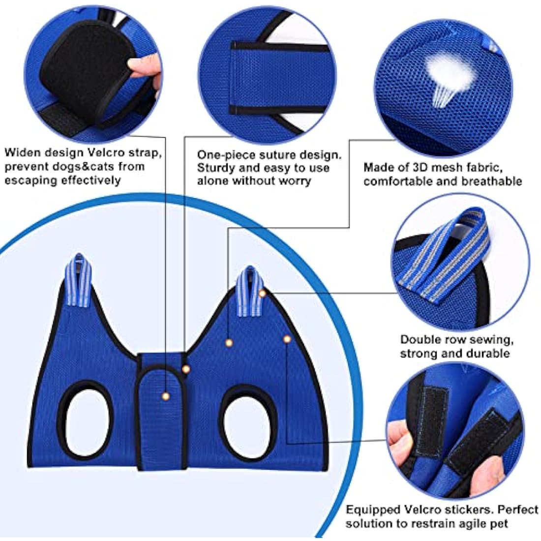 Kkiimatt Dog Grooming Hammock Harness with Nail Clippers, Blue, Large