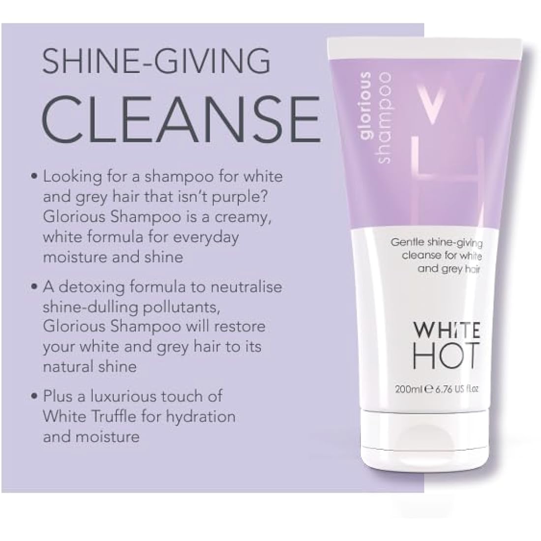 White Hot Cleanse & Condition Trio: brightening hair care regime to cleanse & add gloss to white & grey hair, purple shampoo