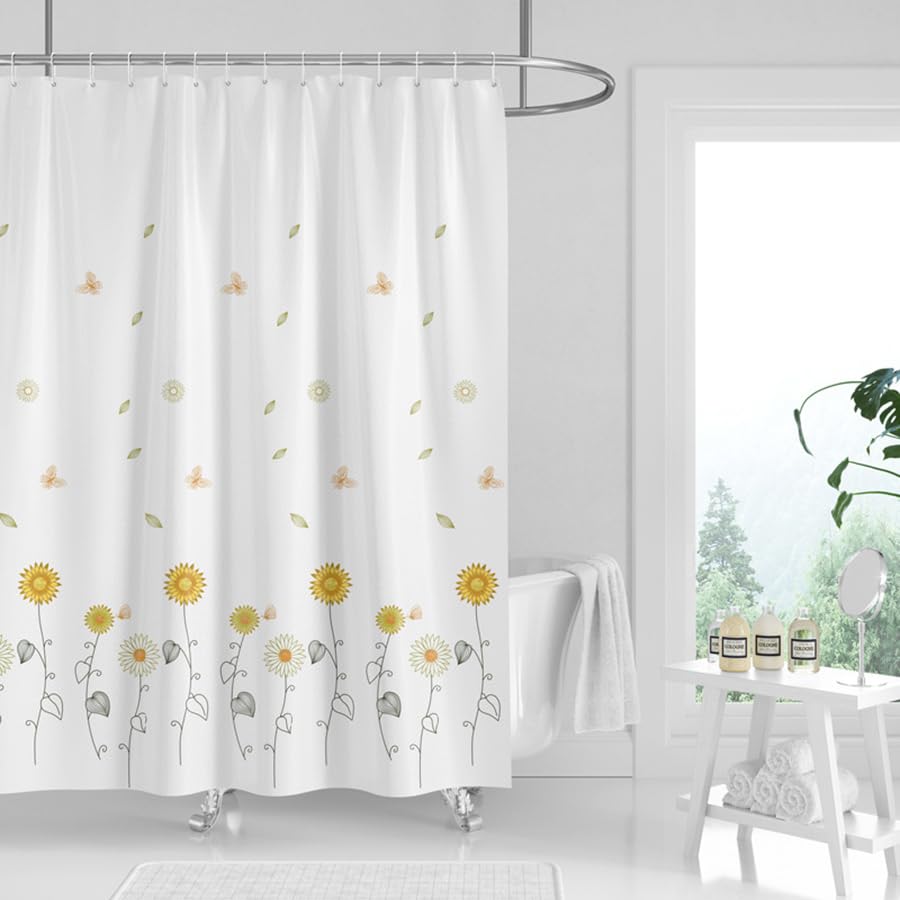 Tennove Shower Curtain 200x200cm Drop Mildew Resistant Waterproof Polyester Bathroom Shower Curtain Liner Long Washable Decorative Bath Curtain with