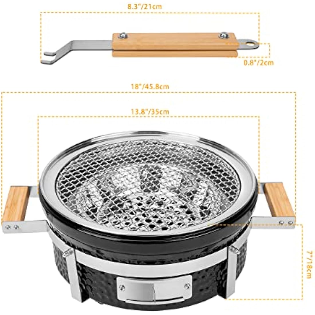 Onlyfire Round Tabletop Ceramic Clay Stove Portable BBQ Charcoal Grill,Portable Tabletop Grill for Outdoor,Indoor Cooking,Outdoor Camping and Garden