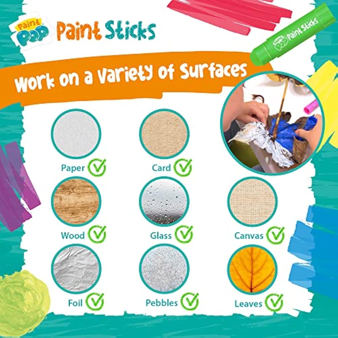 Paint Pop - Paint Sticks For Kids - 20 Pack Assorted Colours & Fun Storage Tub - Twist & Paint, Mess-Free, Fast Drying Action, Easy Clean Up, Vibrant Colours, Multi-Surface