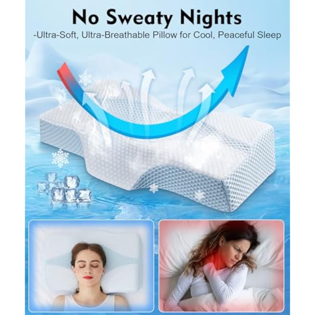 Memory Foam Neck Support Pillow for Neck Shoulder Pain Sleeping: Orthopedic Cervical Pillow-Ergonomic Side Sleeper pillow-Contour Bed pillows with Washable Cover for Side Back Stomach Sleepers