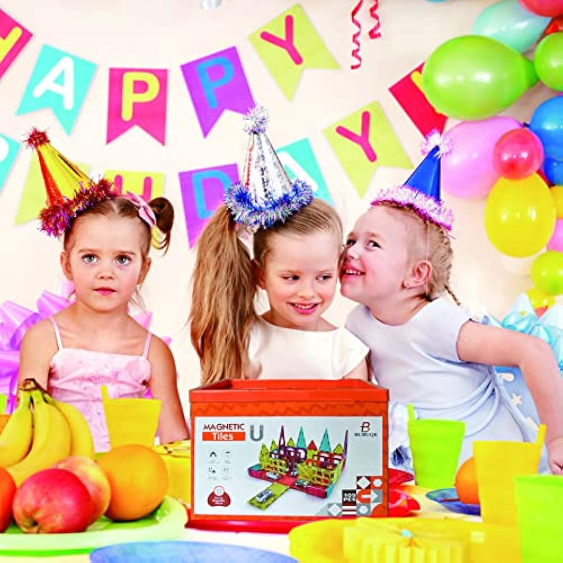 Magnetic Tiles Building Block with 10 Metal Cars for Kids Construction STEM Toy Preschool Creativity Learning Toys Christmas Birthday Gift for Girls Boys Toddlers 3 4 5 6 7 8 Years Old