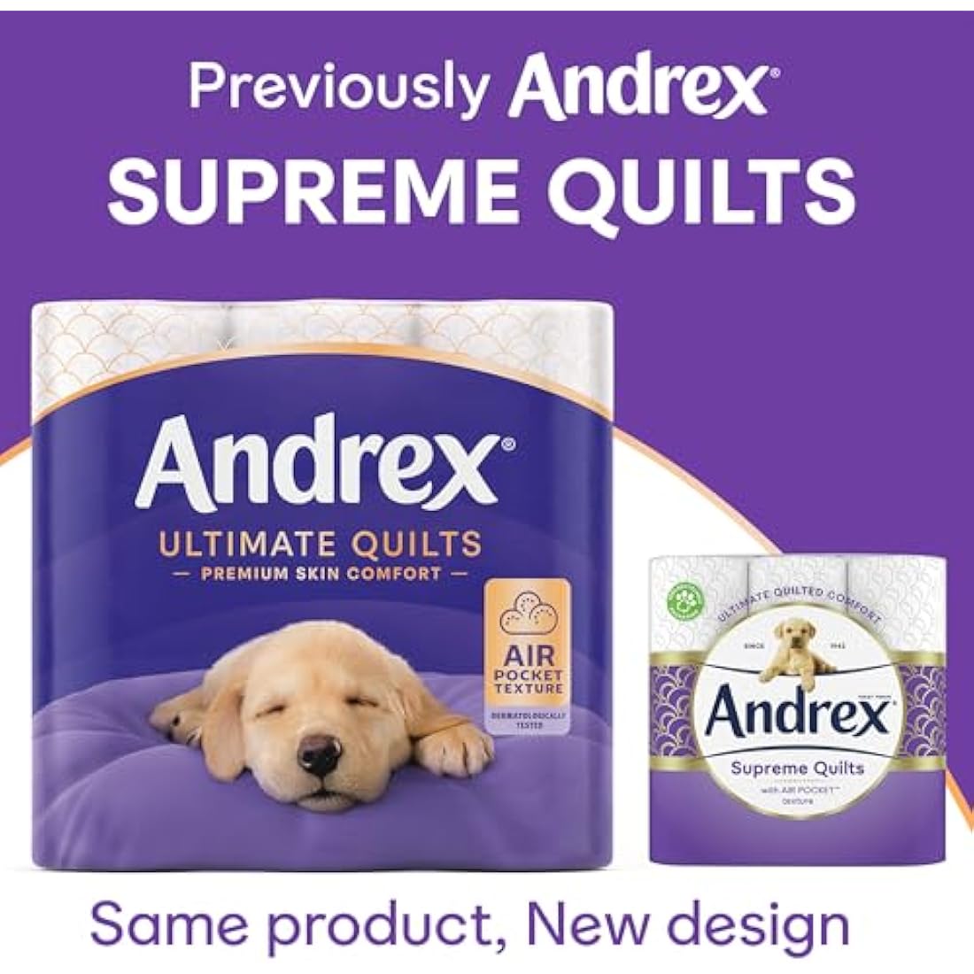 Andrex Ultimate Quilts Toilet Tissue 36 Rolls, Air Pocket Technology for Soft, Thick Sheets - Bulk Pack of 36 Quilted Toilet Rolls, FSC Certified