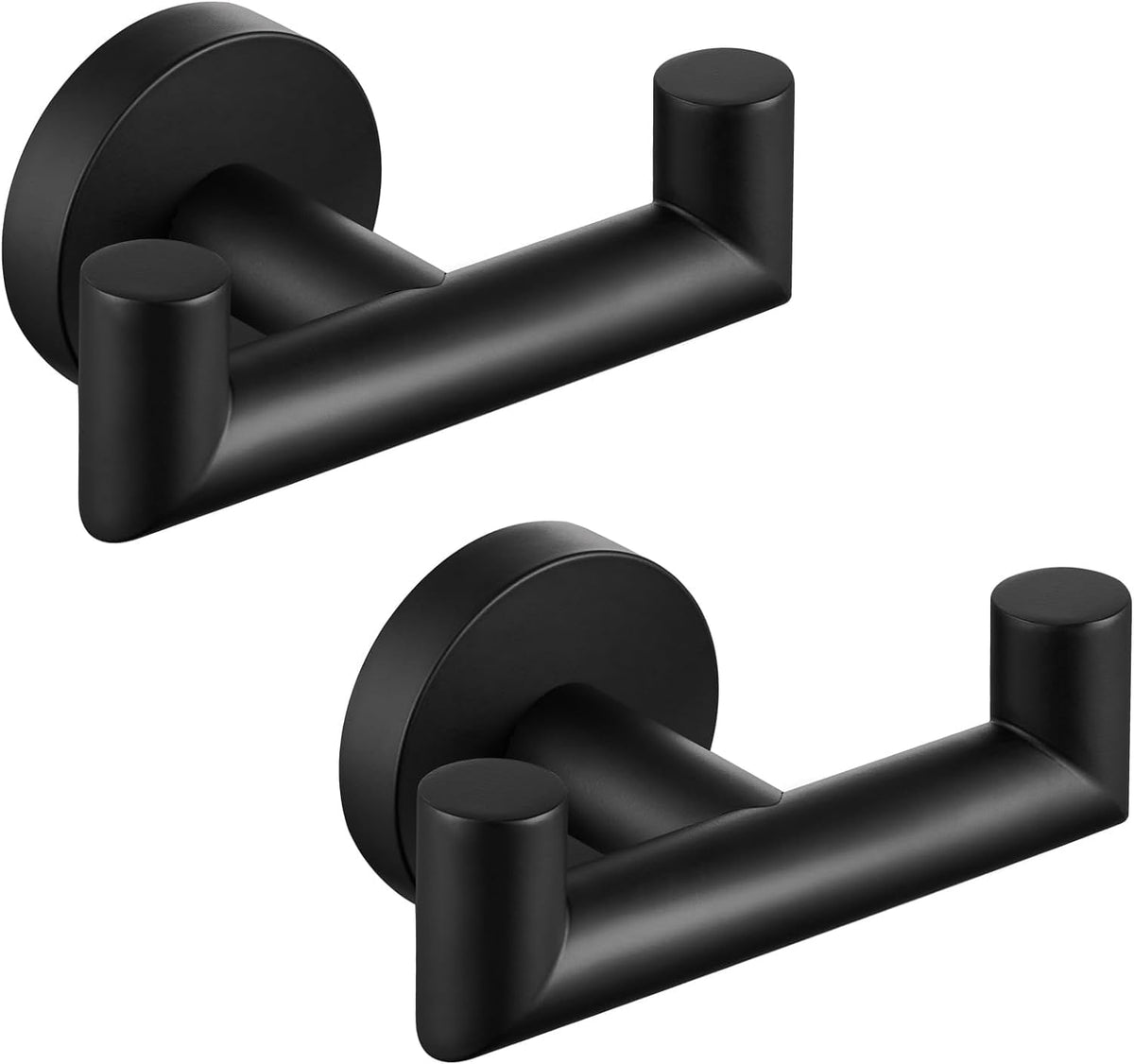 YUET Door Hooks, Double Metal Coat Hooks Wall Mounted, Heavy Duty 10kg Capacity, Matte Black Bathroom Door Hook SUS 304 Stainless Steel for Hanging