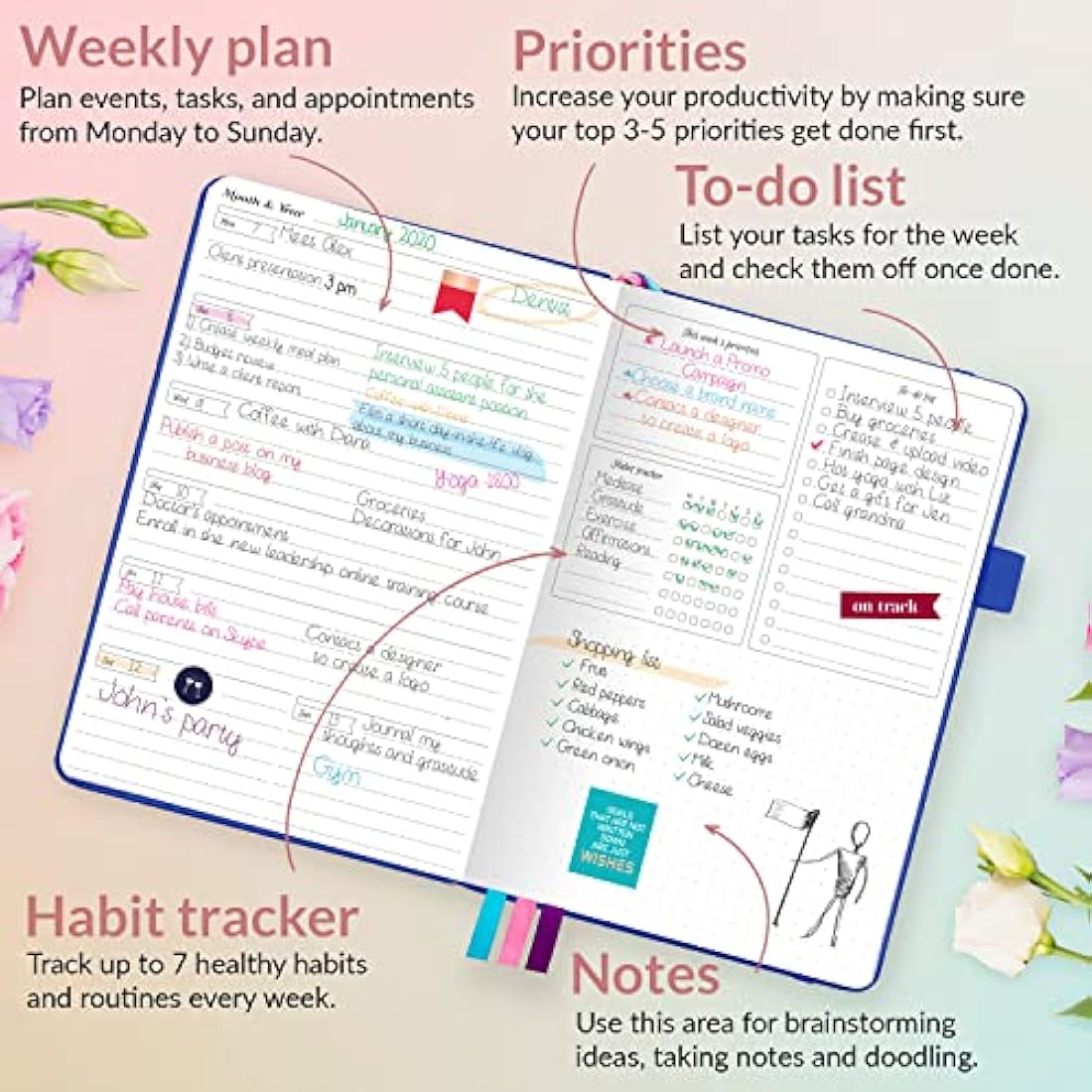 GoGirl Planner and Organizer for Women – A5 Weekly Agenda, Goals Journal to Improve Time Management & Productivity (Royal Blue)