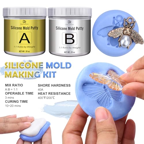 Silicone Putty - 1,200g Flexible Silicone Mold Making Kit - Easy 1:1 Mixing Ratio Fast Curing Moulding Putty for Reusable Moulds, Casting, Resin, Soap