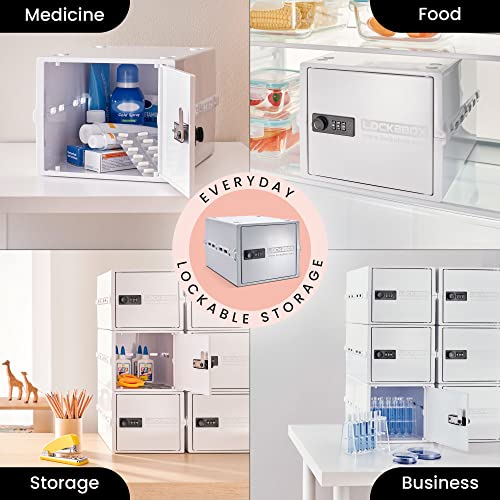 Lockabox One Opal White | Premium Lockable Storage Box | 10 Litre Combination Lock Box For Food, Medicine & Home Safety | BPA-Safe