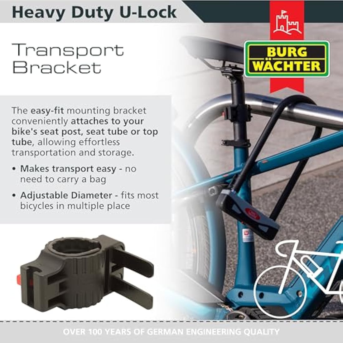 Burg Wachter 273S Sold Secure Gold Approved D Lock, Grey/Black, Large