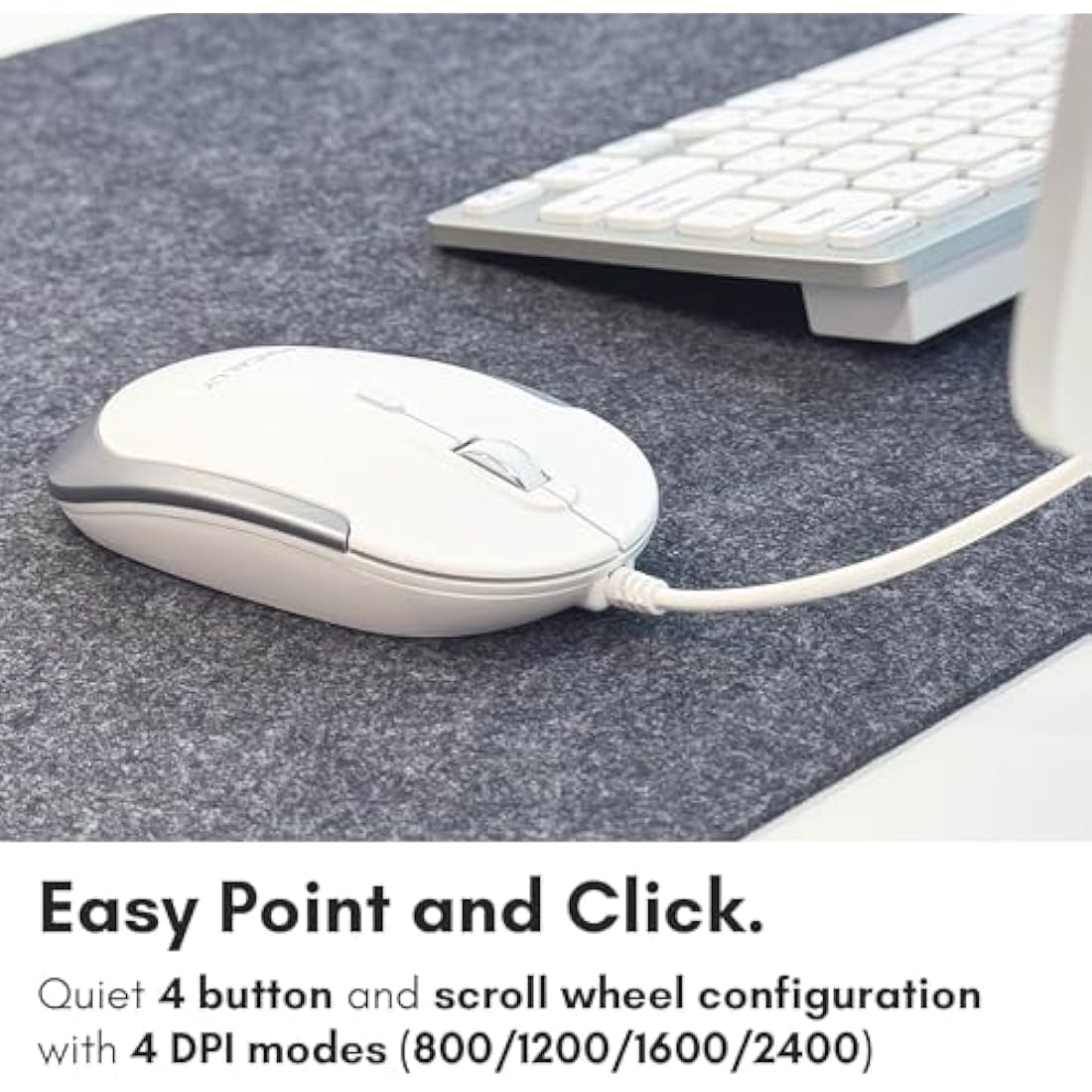 Macally USB Wired Keyboard and Mouse Combo for Mac and PC - Save Space with a Compact Small Mac Keyboard and Mouse for MacBook Pro/Air, iMac, Mac Mini/Pro - Compatible Apple Keyboard and Mouse