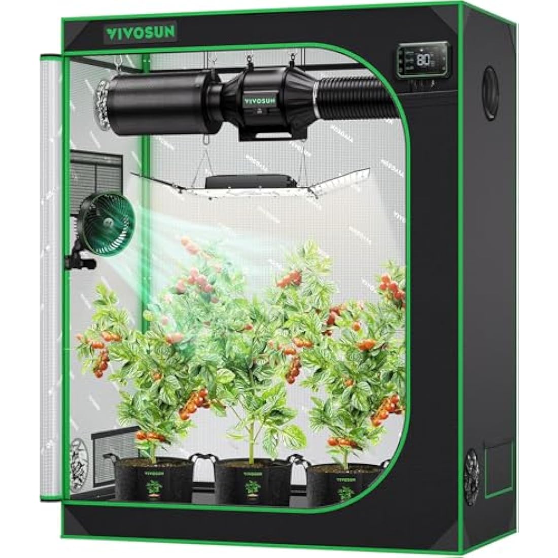 VIVOSUN Grow Tent 120 x 60 x 150 cm, Made of Highly Reflective Mylar, with Viewing Window and Base Tray for Hydroponics and Indoor Growing, S425, Suitable for VS2000