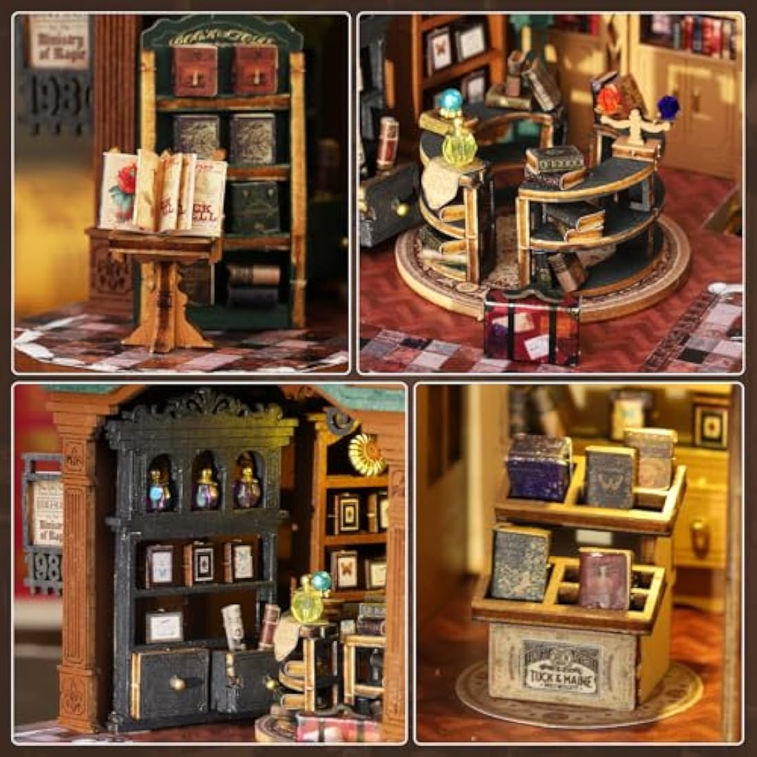 Mostop DIY Miniature Dollhouse Kit, Wooden Dollhouse Kit Miniature House Kit with LED Light and Movements,Creative Room Idea for Kids/Adults Magic House DIY Kits (Twilight BOOK City)