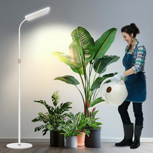 Wiaxulay Floor Grow Lights for Indoor Plants, 153 LED Full Spectrum Plant Light with Stand Adjustable Height, Halo Plant Grow Light with 4/8/12/16H