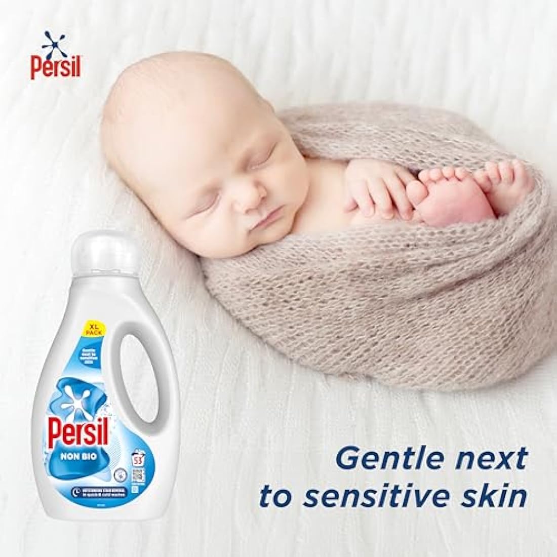 Persil Non Bio Laundry Washing Liquid Detergent outstanding stain removal in quick & cold washes tough on stains, gentle next to sensitive skin 53 washes (1.431 L)