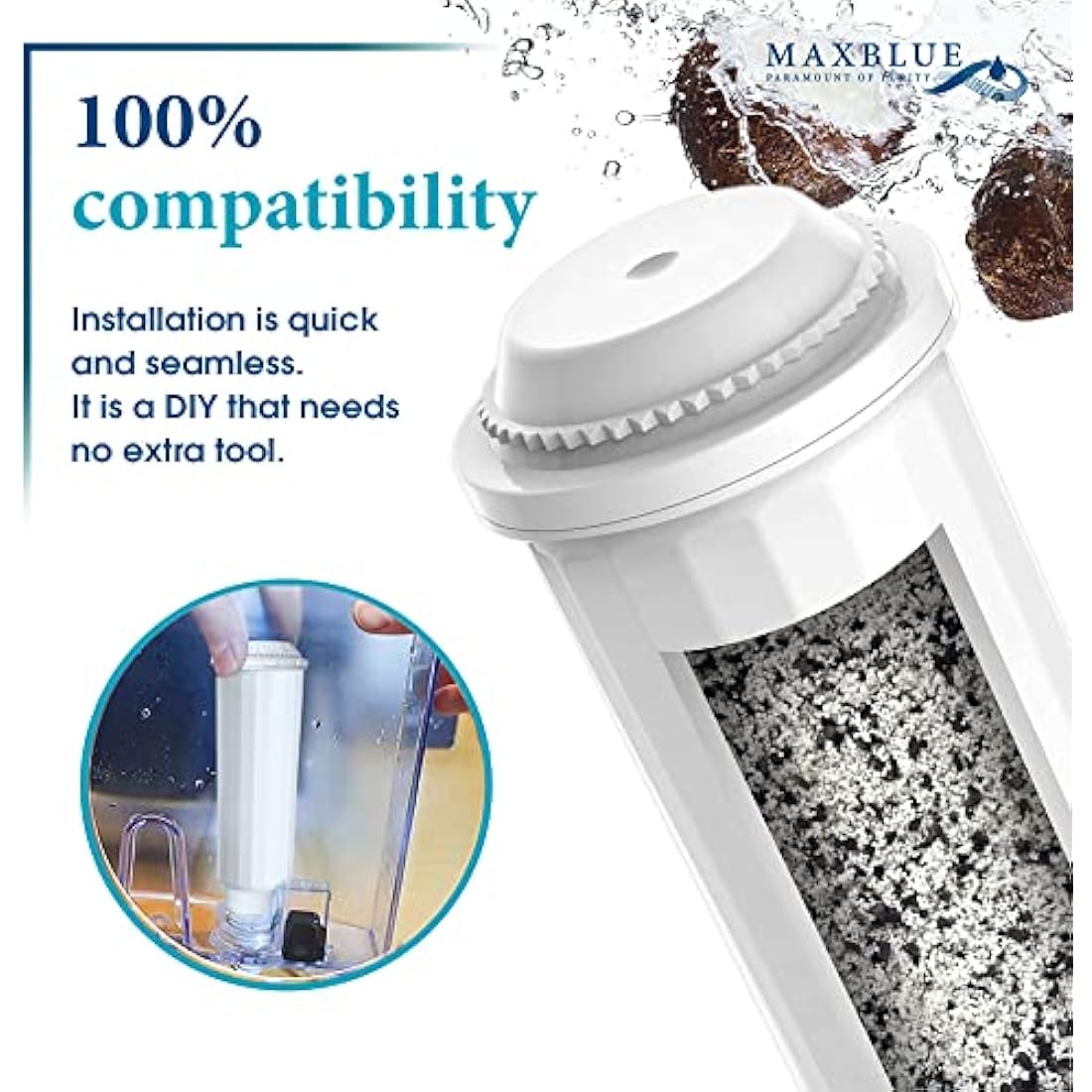 Maxblue F088 Coffee Filter, Compatible with Melitta® Filter Cartridge Pro Aqua, Krups® F088, Fits Many Models of AEG®, Bosch®, Siemens®, Nivona®, Melitta®, and More, TÜV SÜD Certified (6)