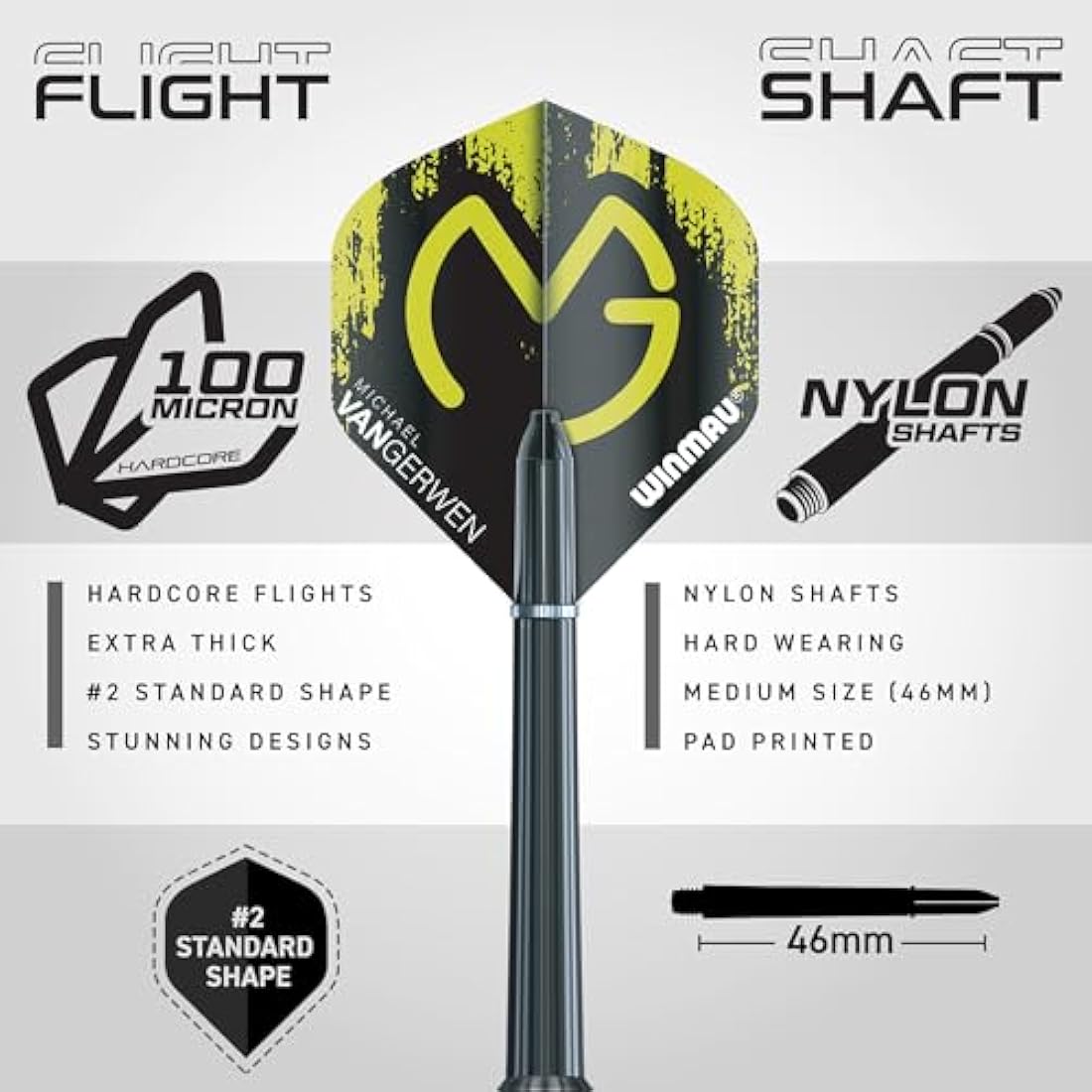 WINMAU Michael Van Gerwen MvG Gift Set - 50 Piece Dart Set with 4 Shafts, 4 Flights Plus Accessories