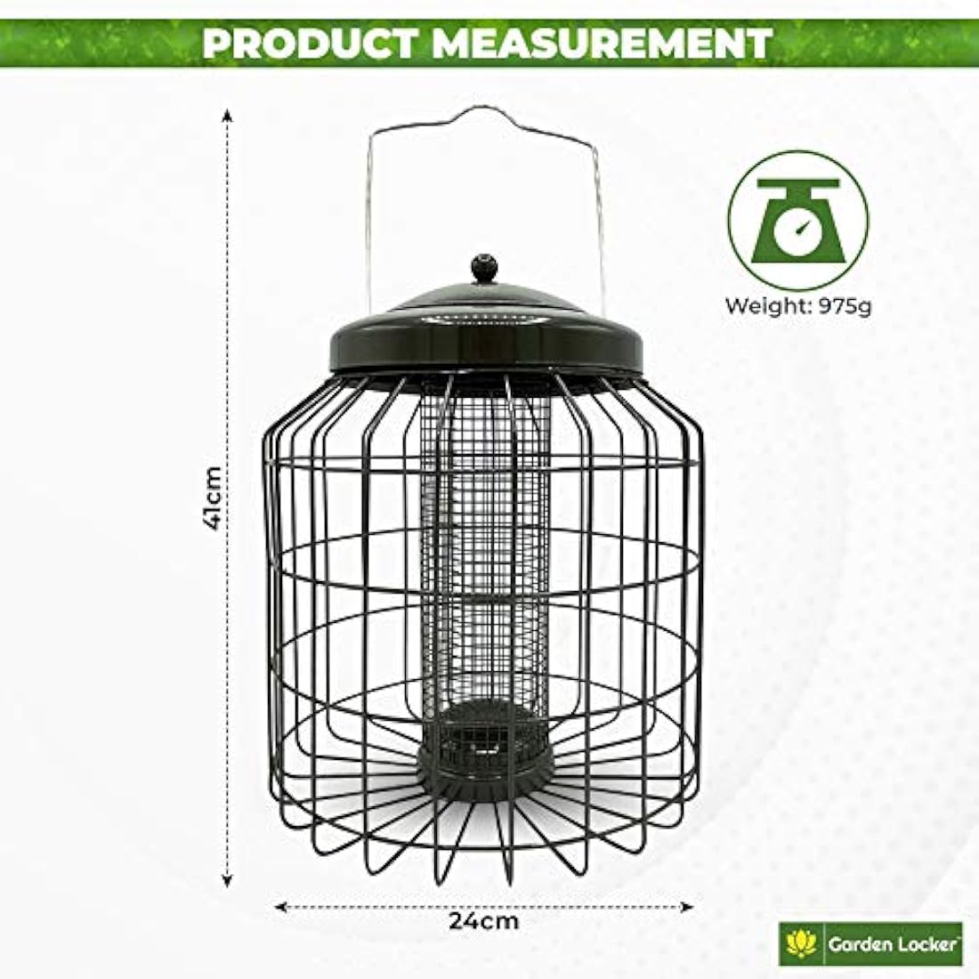 Large Heavy Duty Squirrel Proof Bird Feeder for Peanut Feed Outdoor Garden use - Mocha Brown - with Strong Galvanised Metal Cage to Deter Squirrels & Large Birds