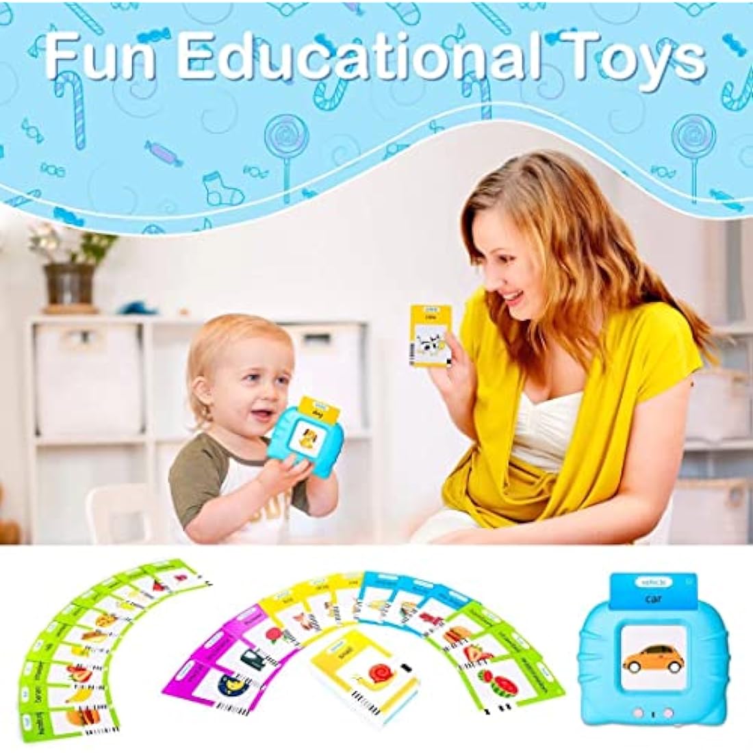 Talking Flash Cards Early Educational Toys for 3 4 5 6 Year Old Baby Boys Girls, Preschool Learning Reading Machine with 224 Words, Montessori Interactive Gift for Kids Toddlers