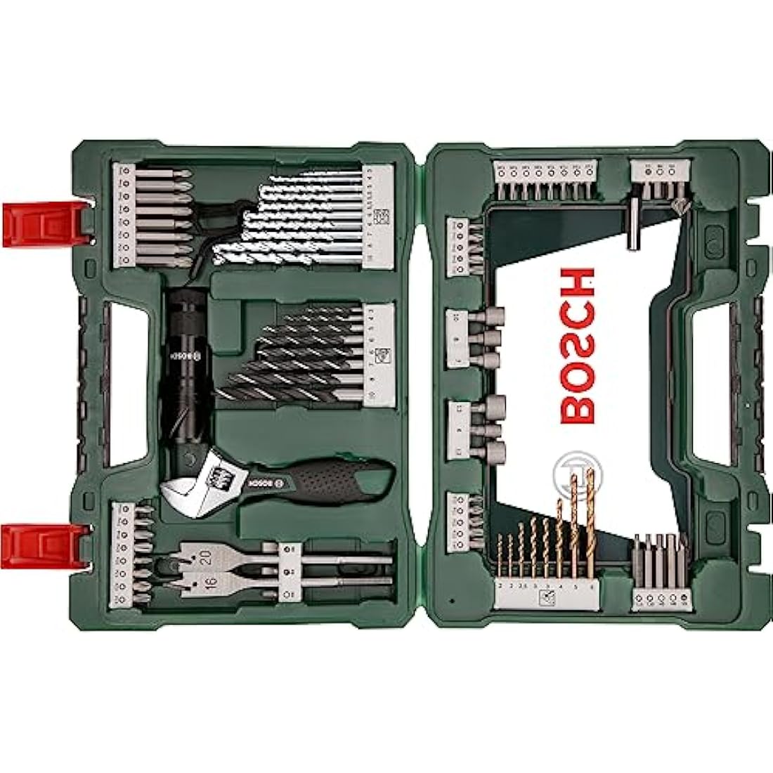 Bosch 83 pcs. Titanium Drill and Screwdriver Bit Set V-Line (with LED Torch and Adjustable Spanner, for Wood, Masonry and Metal, Accessories Drills and Screwdrivers)
