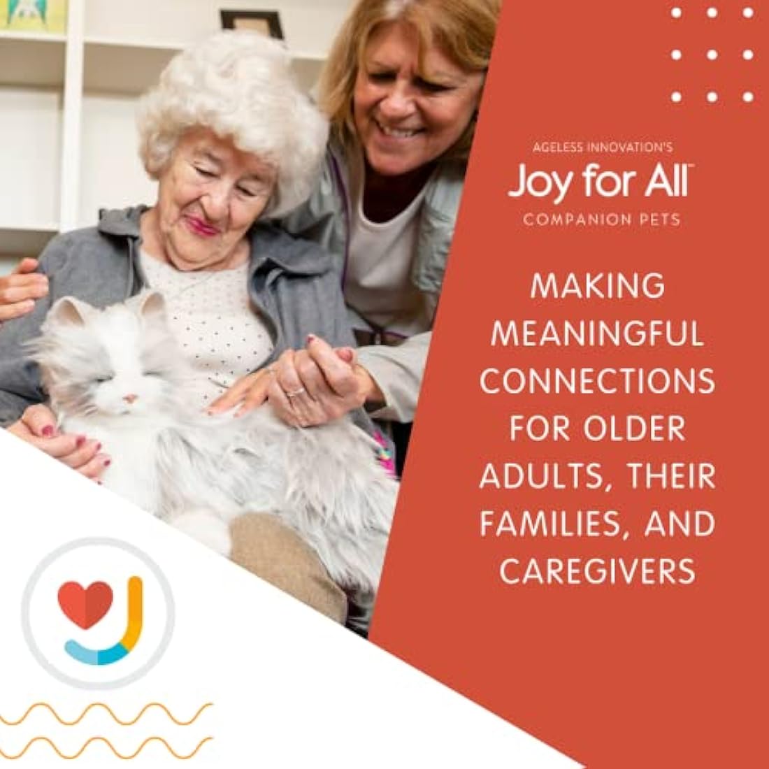 Ageless Innovation Joy For All Interactive Pet Cat - Lifelike & Realistic Companion with Soft Fur and Soothing Purrs, No Assembly Required - Silver With White Mitts