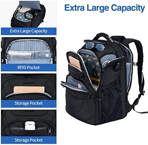 KROSER Travel Laptop Backpack 17.3 Inch XL TSA Computer Backpack Water-Repellent College Daypack Business Backpack with RFID Pockets & USB Port for Men/Women