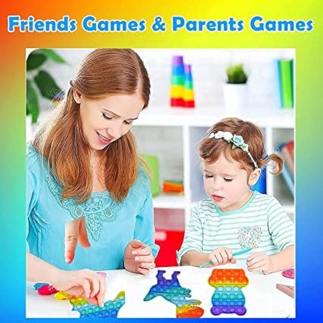 Fidget Toys Unicorn, Robot, Dinosaur ,Bear 4pc Multipack Set Squeeze Sensory Pop Bubble Toys For Kids ,Teens & Adults Autism & Special Needs Stress Reliever Push Pop Rainbow Poppet Toys