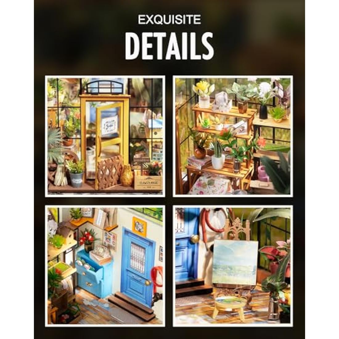 Rolife DIY Miniature House Kits for Adults Greenhouse Dolls House Craft Kits For Adults Model Kits for Adults to Build Birthday Gift for Women and Girls (Cathy's Flower House)