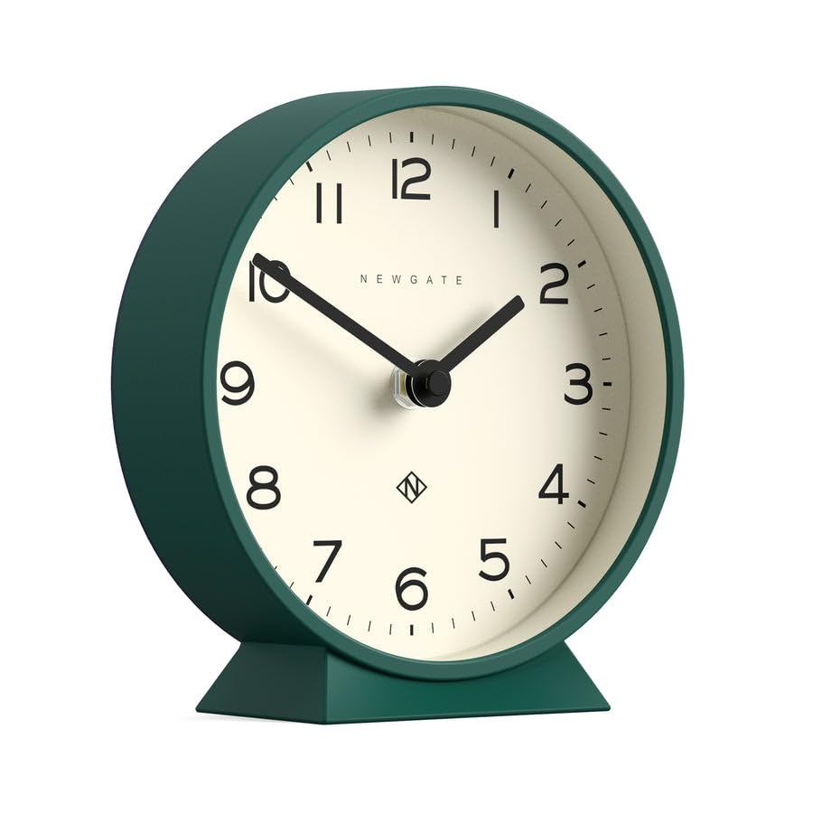 NEWGATE M Mantel Silent Sweep Mantel Clock - 'No Tick' - A Modern Mantelpiece Clock - Small Mantle Clock - Minimalist Dial - (Eden Green)