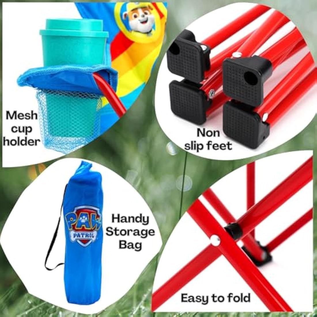 Toyland® Paw Patrol Pups Folding Children's Camping Chair With Cup Holder & Storage Bag - Perfect for Camping Trips, Beach & Garden