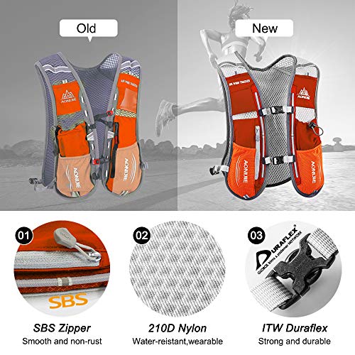 HINATAA Lightweight Running Hydration Backpack, 5L 190g Running Hydration Vest for Women and Men Cycling Running Climbing Hiking Vest Pack (Orange