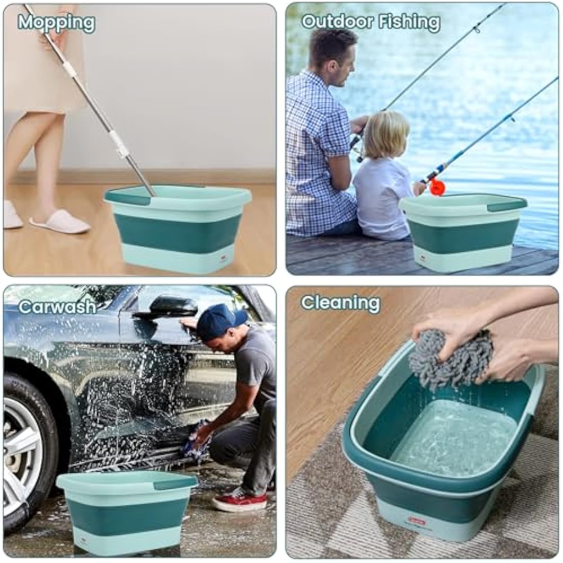 DEANIC Foot Spa, Foot Bath with Massager, Collapsible Pedicure Bowl with Carry Handle, Footspa for Women and Men, Foot Soak Bowl (Blue)