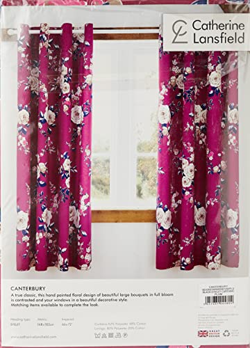 Catherine Lansfield Canterbury Easy Care Eyelet Curtains Plum, 66 x 72 Inch