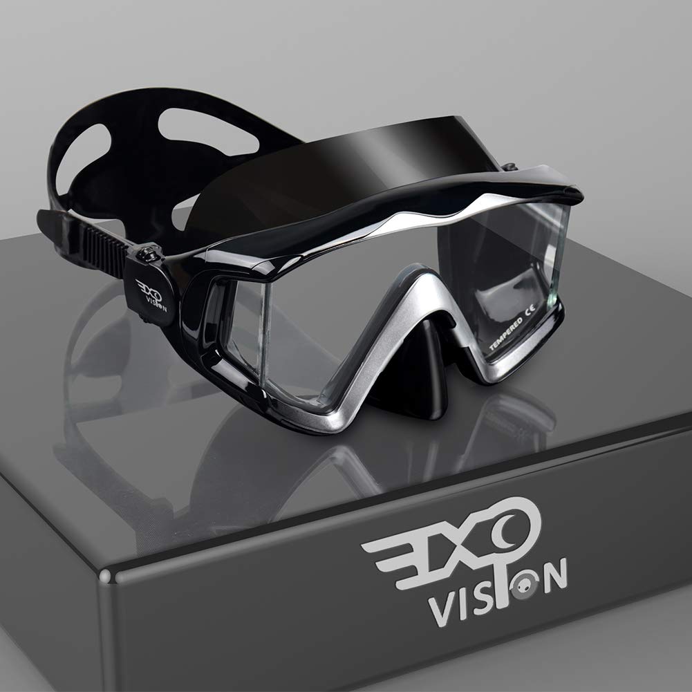 Adult Pano 3 Panoramic Scuba Diving Mask, Tempered Glass Snorkeling Dive Mask, Premium Swim Goggles With Nose Cover Snorkeling Gear for Snorkeling,
