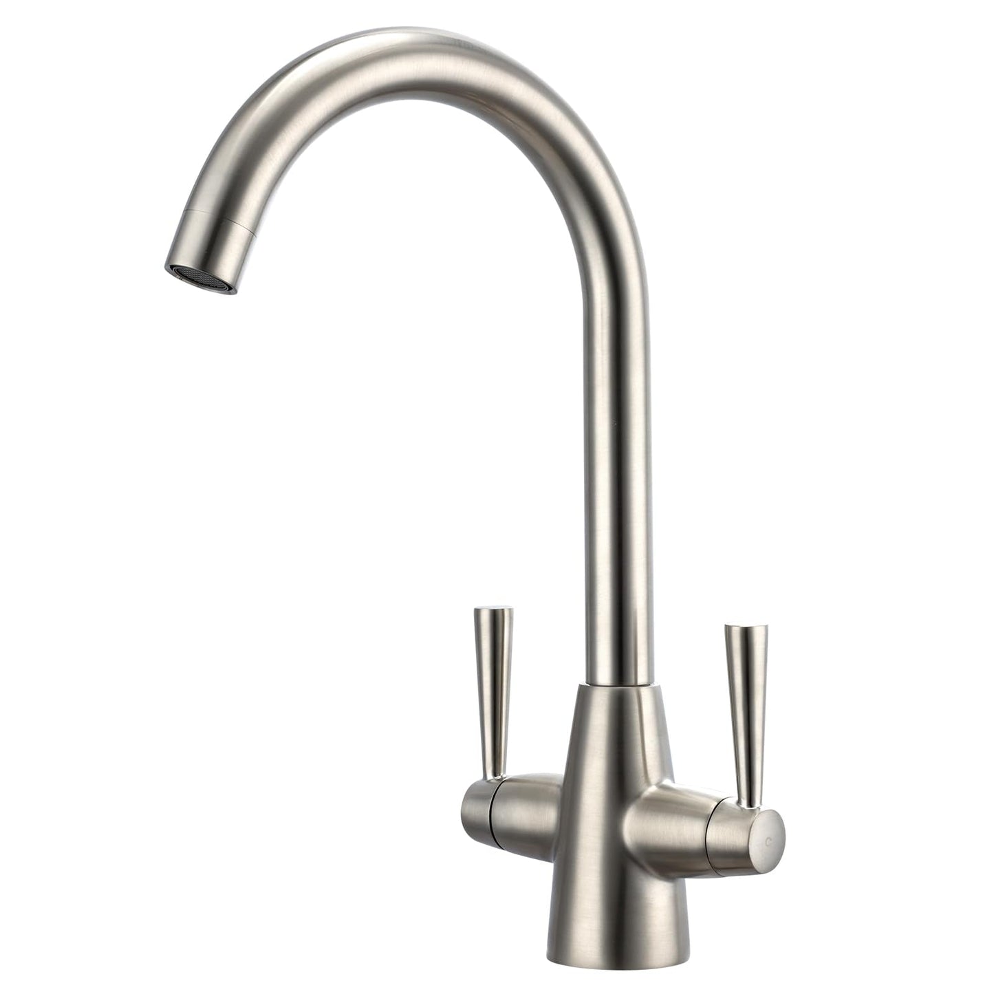 Peppermint Kitchen Taps Mixer Brushed Nickel Kitchen Tap Dual Lever Brushed Steel Mixer Taps for Kitchens Sink 1 Hole Streamlined Vintage Stainless