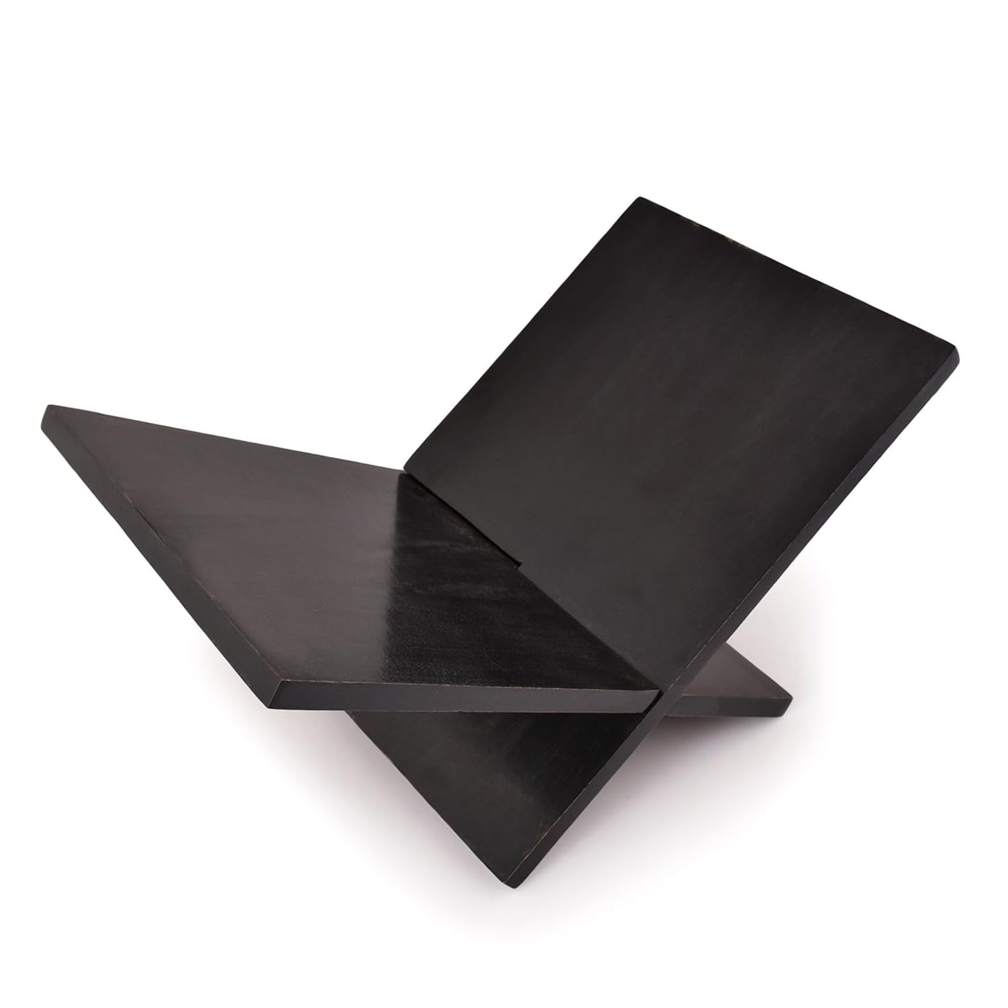 Indus Lifespace Book Stands Mango Wood Cross Frame Black Wooden Book Holder, for Magazine, Art Book, Cook Book, Bible, Quran (11" x 10" x 0.75")