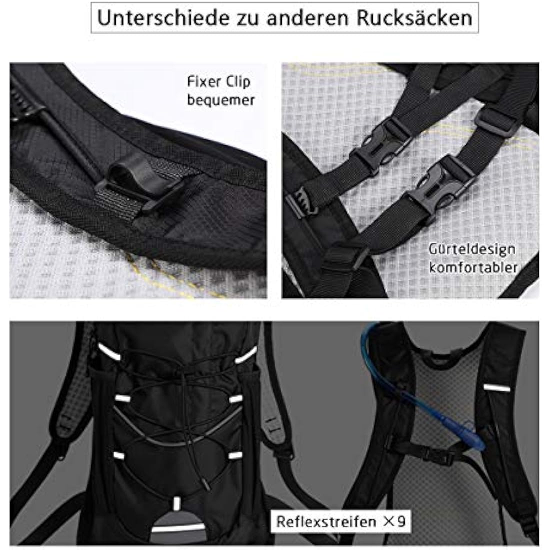 BBAIYULE® hydration backpack with hydration bladder 2L, BPA-free| Water backpack |cycling backpack with hydration system |running backpack ultra light 380g | biking,hiking,walking