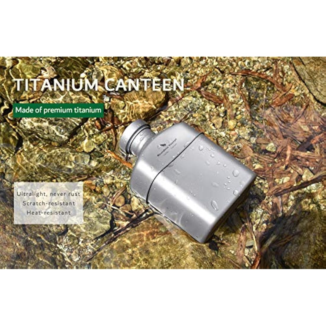 Boundless Voyage Titanium Military Canteen with Carry Bag Outdoor Camping Big Capacity Water Bottle Cup Pot Mess Kit 1100ml Ti15158A