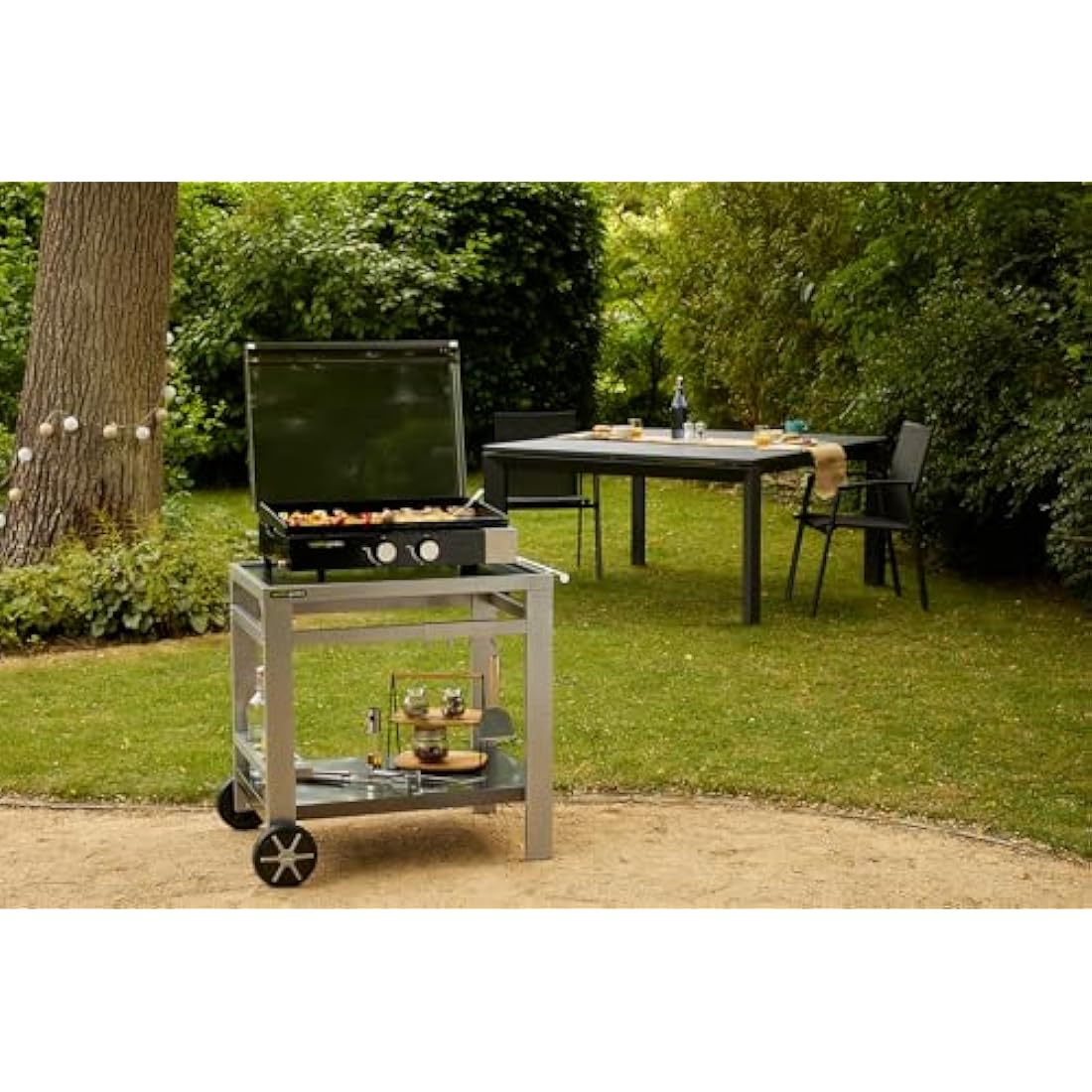 Cook'in Garden Media M Barbecue/Grill Trolley, Black/Silver