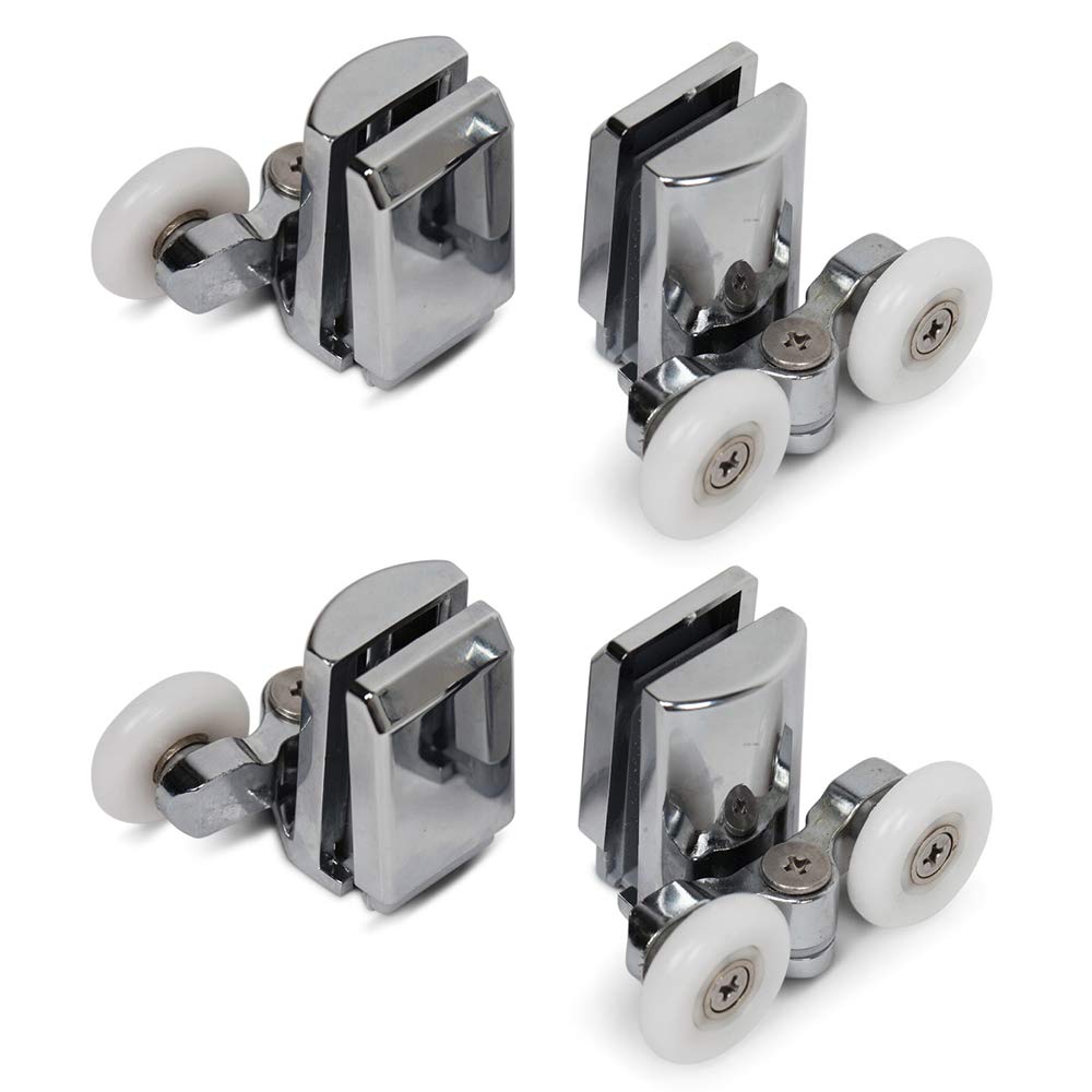 YUANQIAN Stainless Steel 23mm Shower Door Twin Rollers Runners ? Set of 4-Top & Bottom