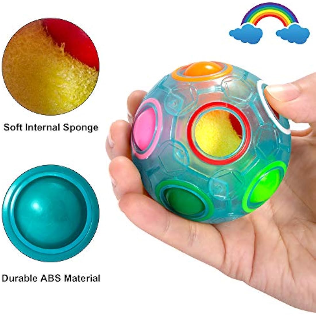 Vdealen Magic Rainbow Puzzle Ball- Fidget Ball 3D Puzzle Stress Reliever Brain Teaser Travel Toy- Birthday Party Easter Christmas Stocking Fillers Gift Toy for Kids Teens Adults- 3 Pack