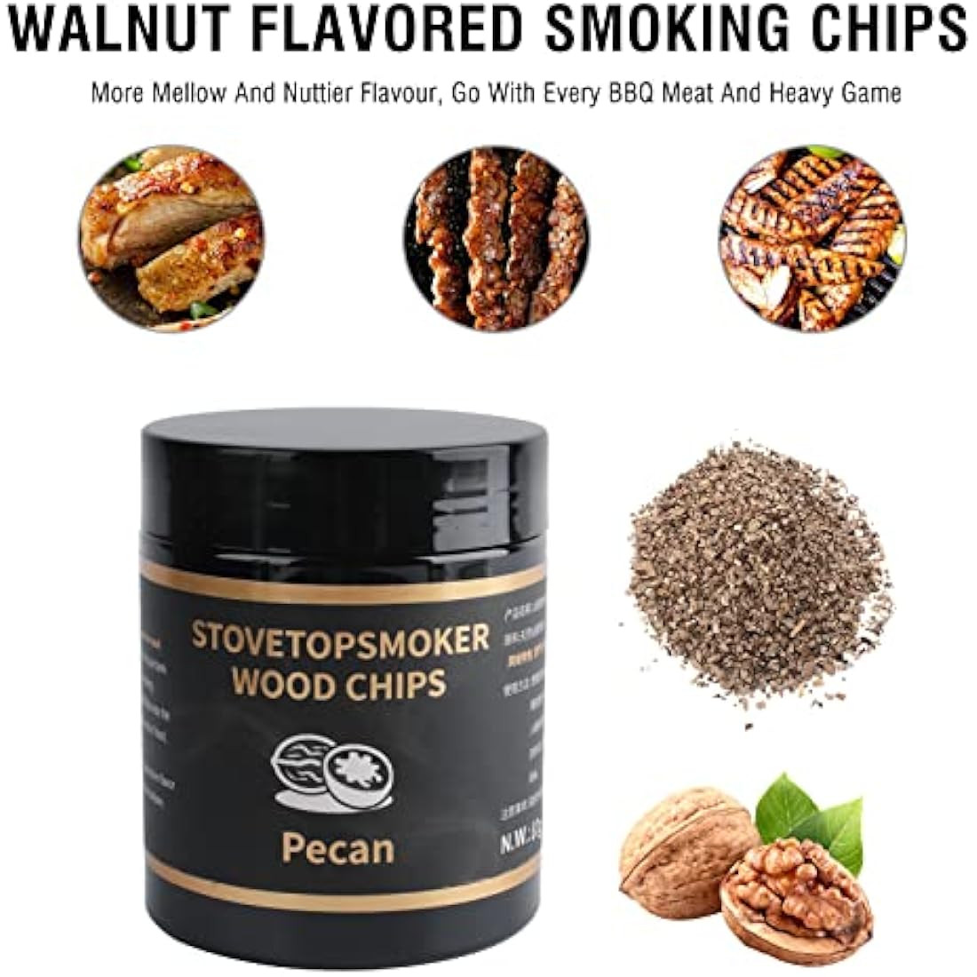 BORUiT Smoker Wood Chips for Smoking and Grilling, 4 Flavors Natural Apple Pecan Cherry Oak Smoking Wood Chips Great for BBQ Smoking Beef Pork Chicken Fish and Whisky