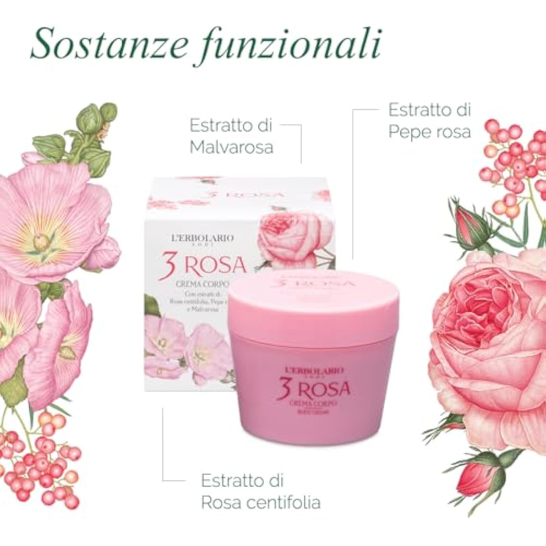 L'Erbolario 3 Rosa Body Cream 200 ml