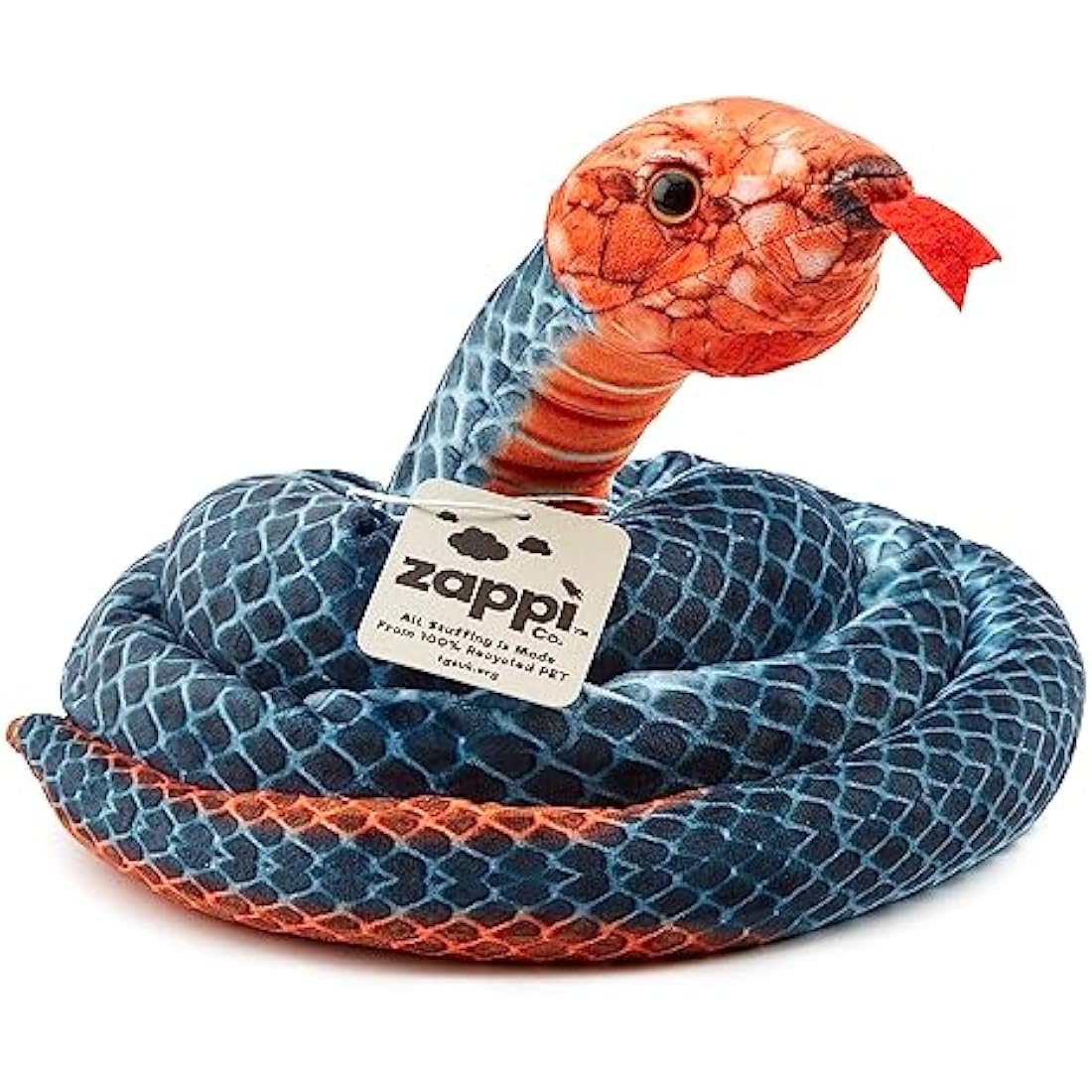 Zappi Co Kids Stuffed Soft Cuddly Plush Snake Toy - Part of Safari Animals Collection: Realistic and Lifelike, Perfect for Kids (180 cm Length)(Blue Coral Snake)